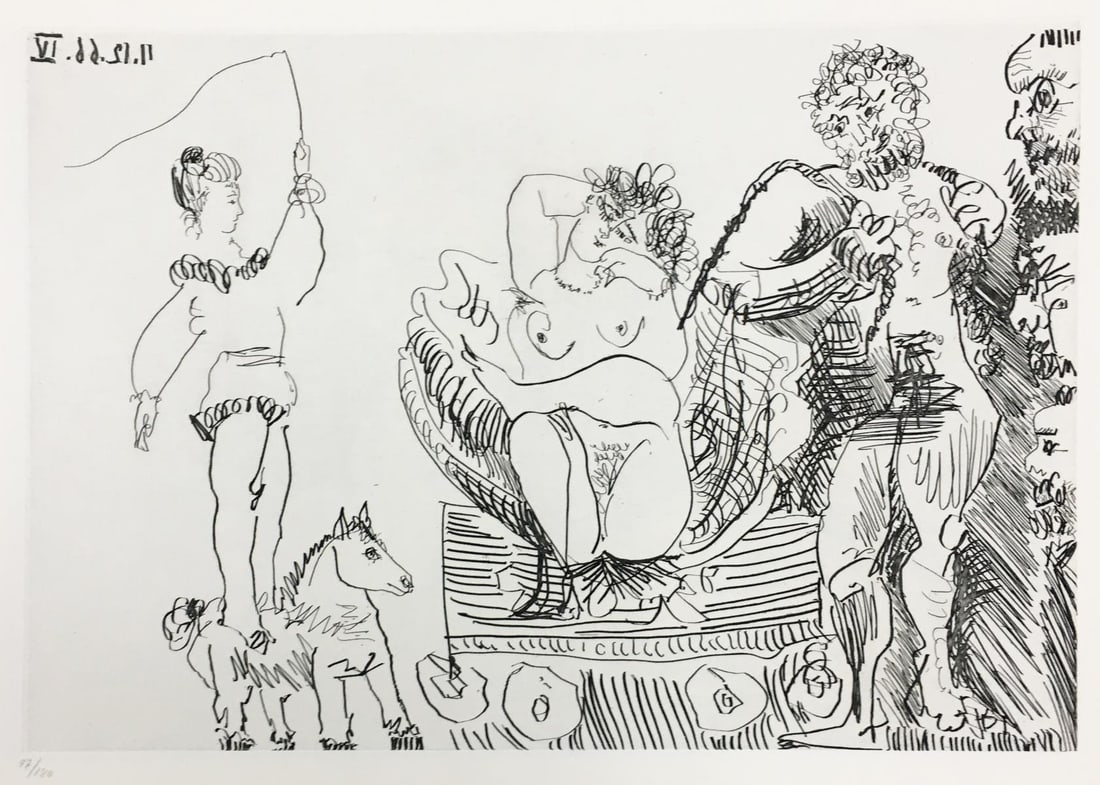 Pablo Picasso - Plate VII from Le Cocu Magnifique: Artist: Pablo Picasso Title: Plate VII from Le Cocu Magnifique Year: 1968 Dimensions: 11in. by 15in. Edition: Numbered from the Rare Limited Edition of 180 Publishe