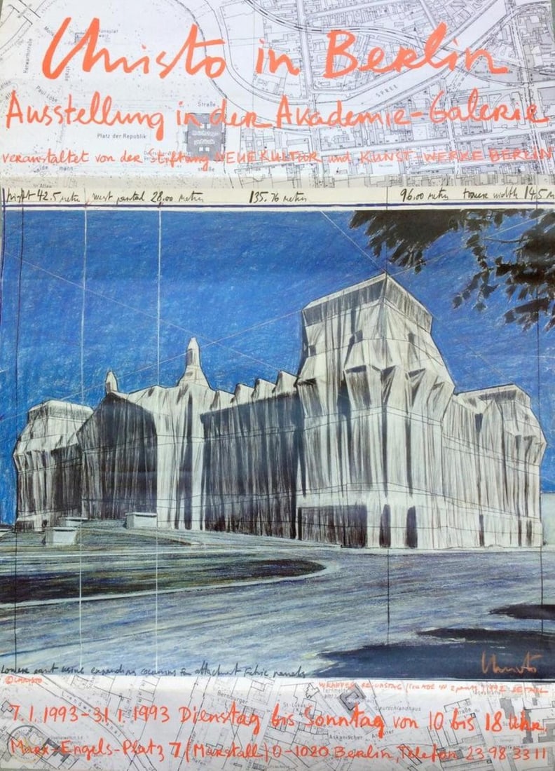 Christo - Wrapped Reichstag Project for Berlin IX: Artist: Christo Title: Wrapped Reichstag Project for Berlin IX Year: 1992 Dimensions: 25.5in. by 33in. Edition: From the Rare Limited Edition Publisher: Nouvelle Images SA Medium: Offset Lithograph
