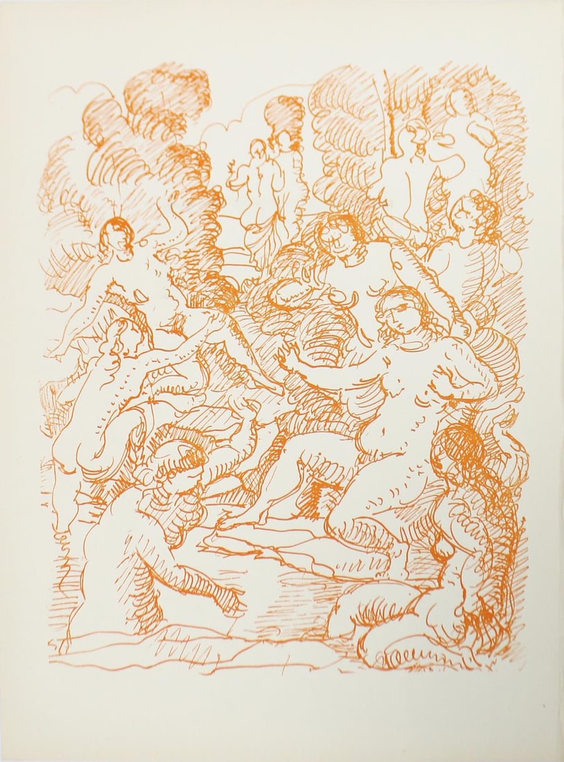 Andre Derain - Figures in a Landscape: Artist: Andre Derain Title: Figures in a Landscape Year: 1940 Dimensions: 13 3/4in. by 10in. Edition: From the Rare Limited Edition Publisher: Verve Suite: Verve Vol. VIII Medium: Lithograph on Paper