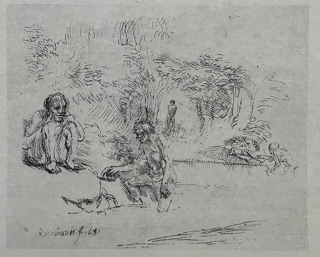 Rembrandt van Rijn (after) - The Bathers: Artist: Rembrandt van Rijn (after) Title: The Bathers Year: 1880 Dimensions: 12 1/4in. by 17 1/2in. Edition: From the rare limited edition Publisher: A. Quantin 7 Rue Saint-Benoit Paris France.