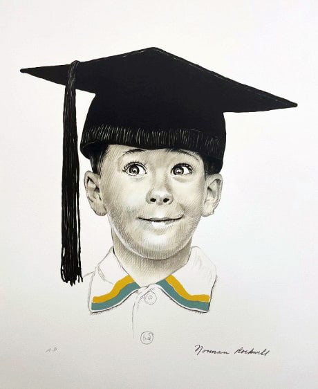 Norman Rockwell - The Big Day: Artist: Norman Rockwell Title: The Big Day Year: 1959 Dimensions: 29 1/4 x 21/1 x 2 in. Edition: From the rare Artist Proof edition Medium: Lithograph Condition: Excellent Signature Details: Hand