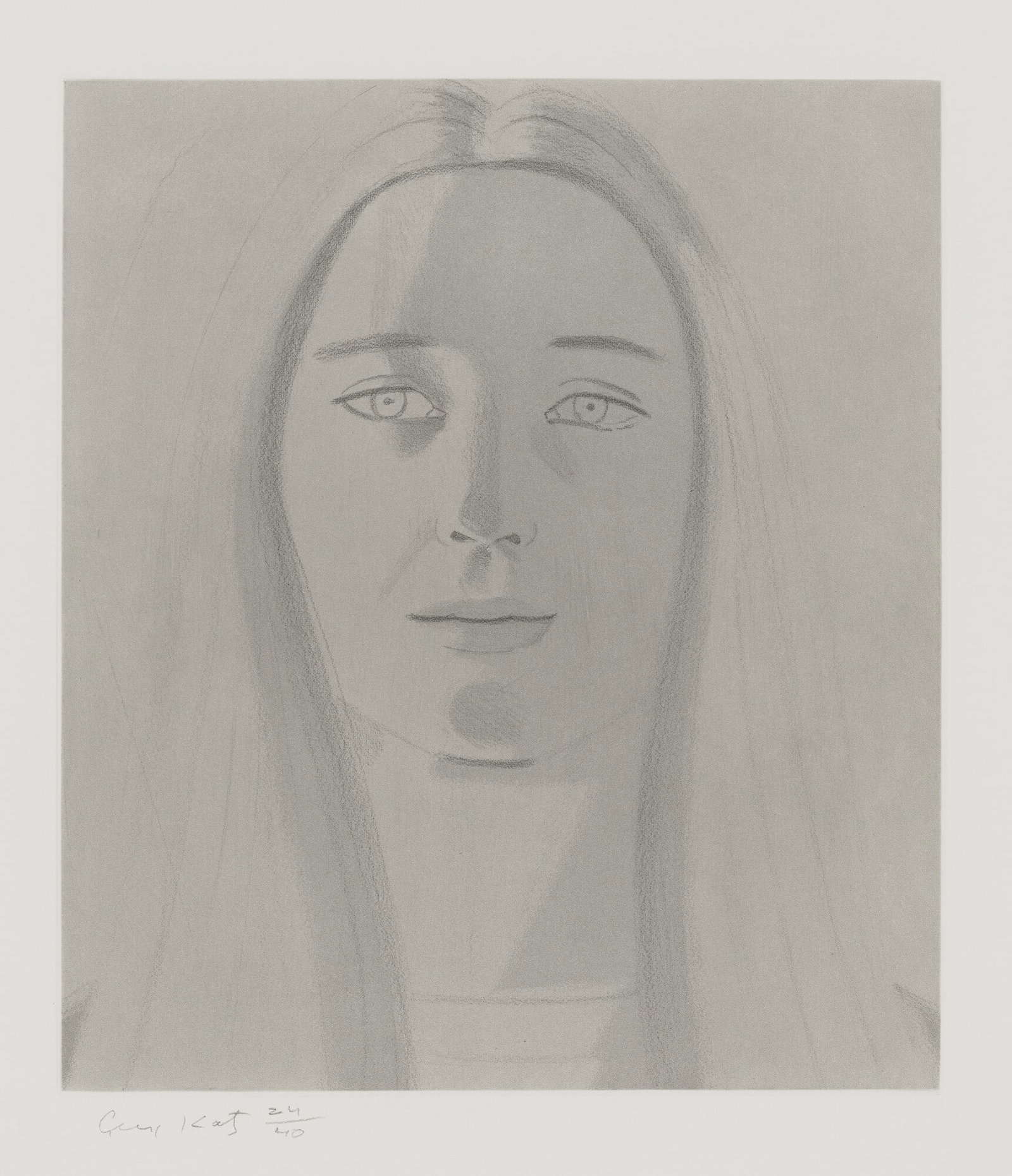 Alex Katz - Jayne Anne: Artist: Alex Katz Title: Jayne Anne Year: 1984 Dimensions: 18 1/8 x 15 1/2 in. Edition: 24 from the limited edition of 40 Publisher: Co-published by Marlborough Graphics, Inc., New York, and the
