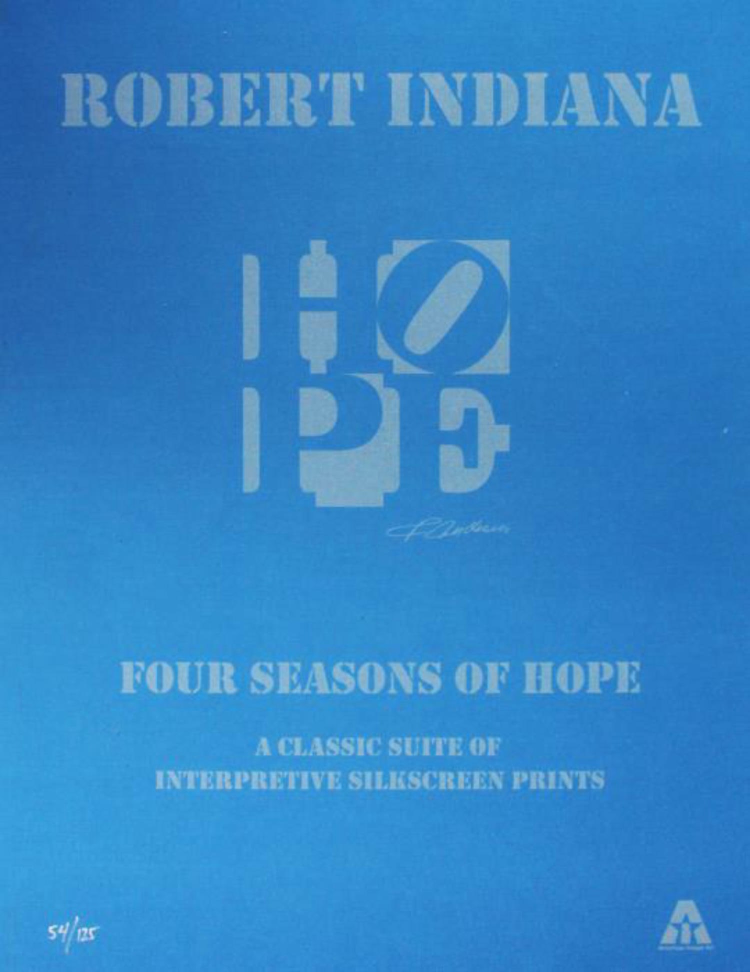 Robert Indiana - Four Seasons of Hope Portfolio Cover: Artist: Robert Indiana Title: Four Seasons of Hope Portfolio Cover (Blue) Year: 2012 Dimensions: 29 1/2in. by 35in. Edition: From the Rare Limited Edition of 125 Su