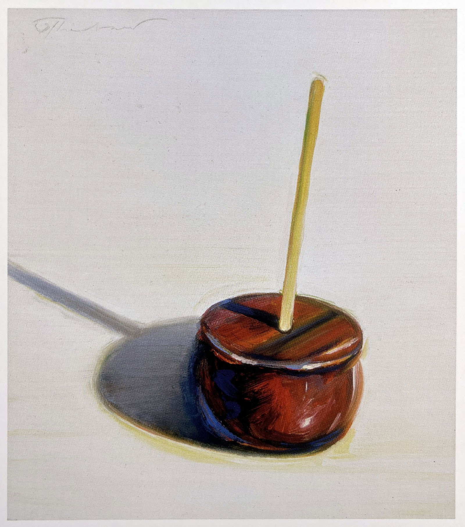 Wayne Thiebaud - A Single Candy Apple: Artist: Wayne Thiebaud Title: A Single Candy Apple Year: 2019 Dimensions: 8 1/2 x 9 1/2 in. Edition: Colored Offset Lithograph Medium: Offset Lithograph on gloss text paper Condition: Excellent Comes
