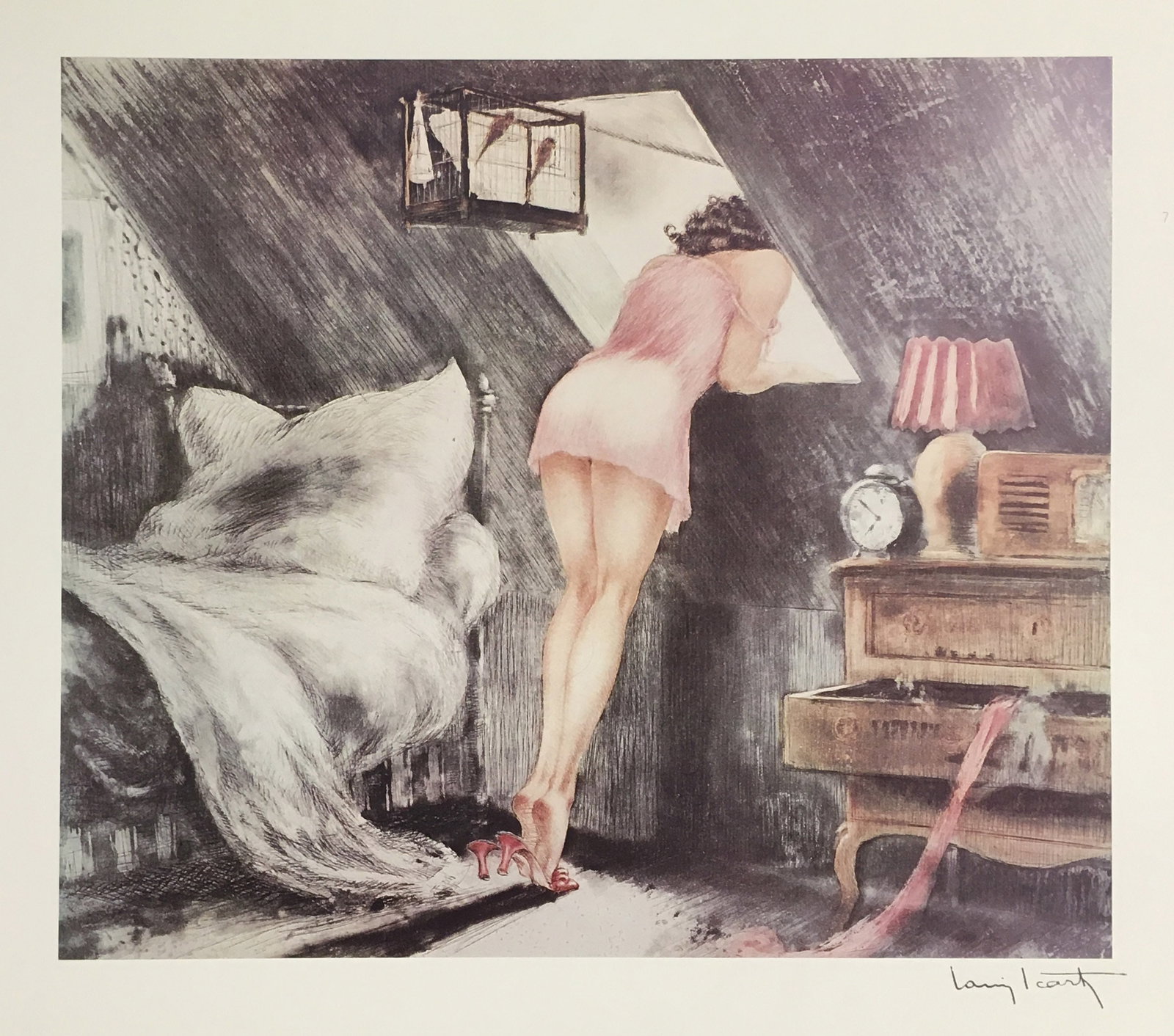 Louis Icart (After) - Attic Room: Artist: Louis Icart (After) Title: Attic Room Year: 1990 Dimensions: 16in. by 24in. Edition: From the Rare Limited Edition Publisher: Icart Vendir Graphics Medium: Offset Lithograph in Colors on