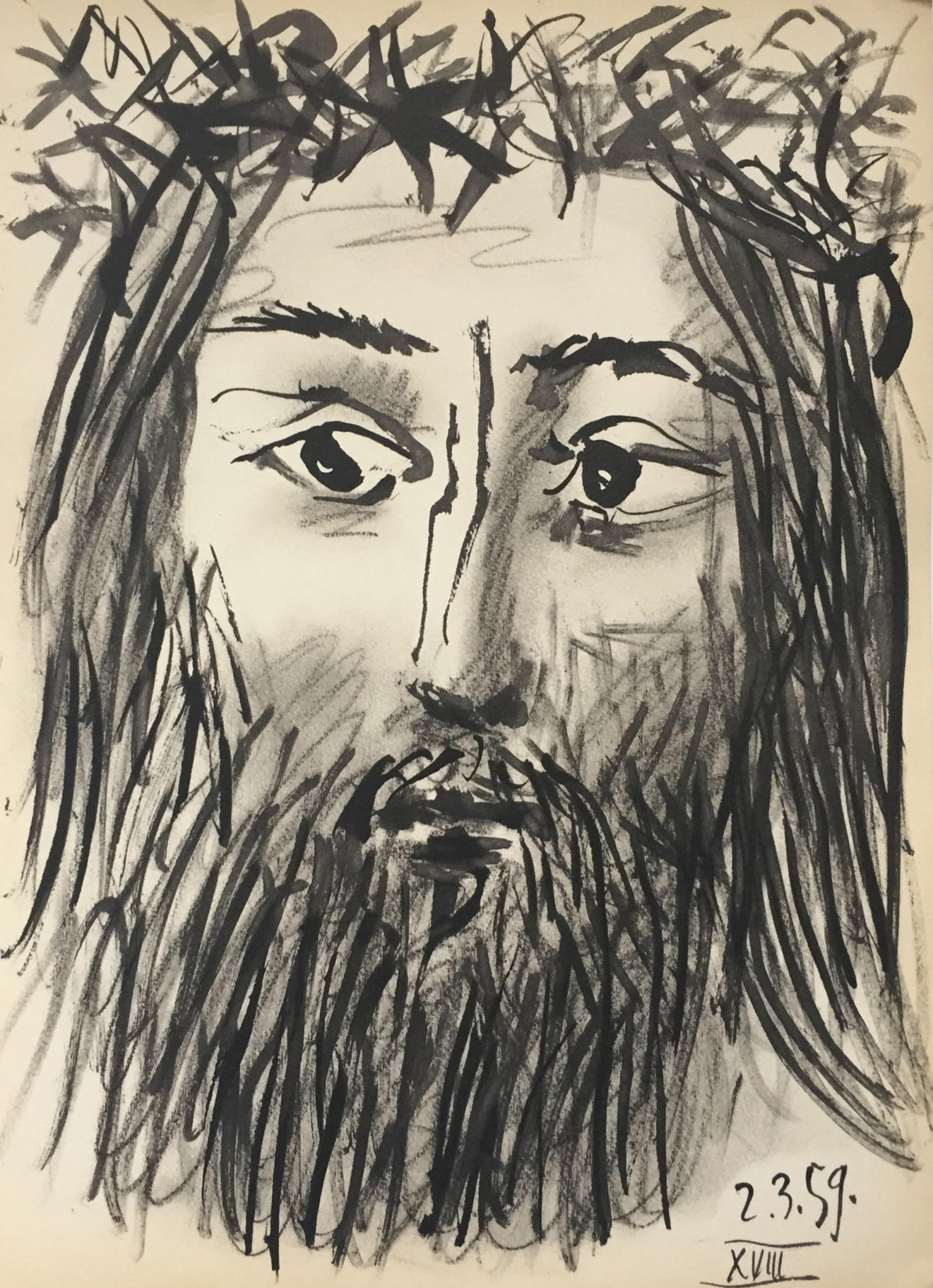 Pablo Picasso (After)- Untitled (2.3.59): Artist: Pablo Picasso (After) Title: Untitled (2.3.59) Year: 1961 Dimensions: 16in. by 20in. Edition: From the rare limited edition Suite: Toros y Toreros Medium: Original offset lithograph on paper