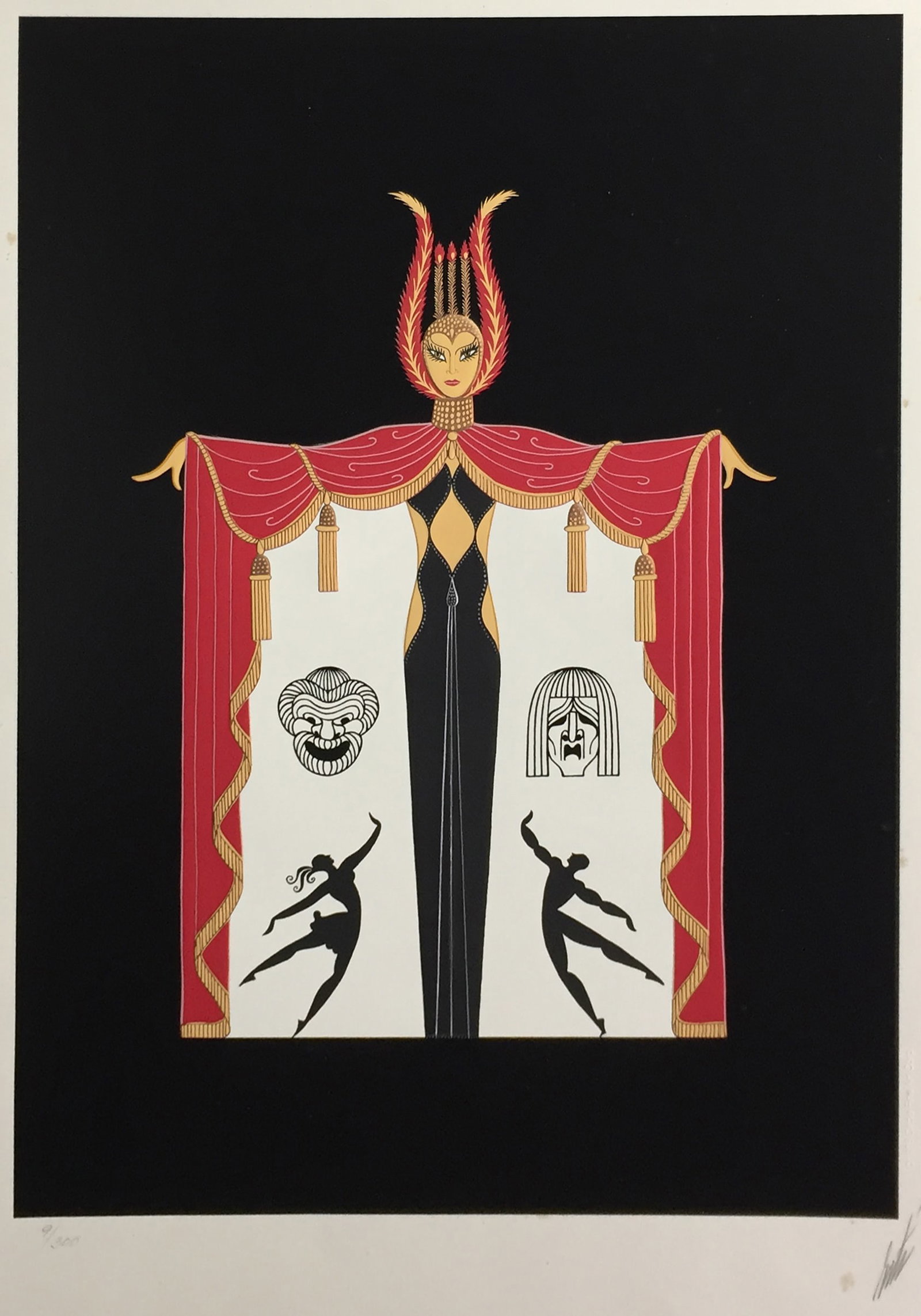 Erte - Broadway's In Fashion: Artist: Erte Title: Broadway's In Fashion Year: 1978 Dimensions: 18 x 24 in. Edition: From the Rare Limited Edition of 300 Publisher: Circle Fine Arts Medium: Original Serigraph in Colors on Paper