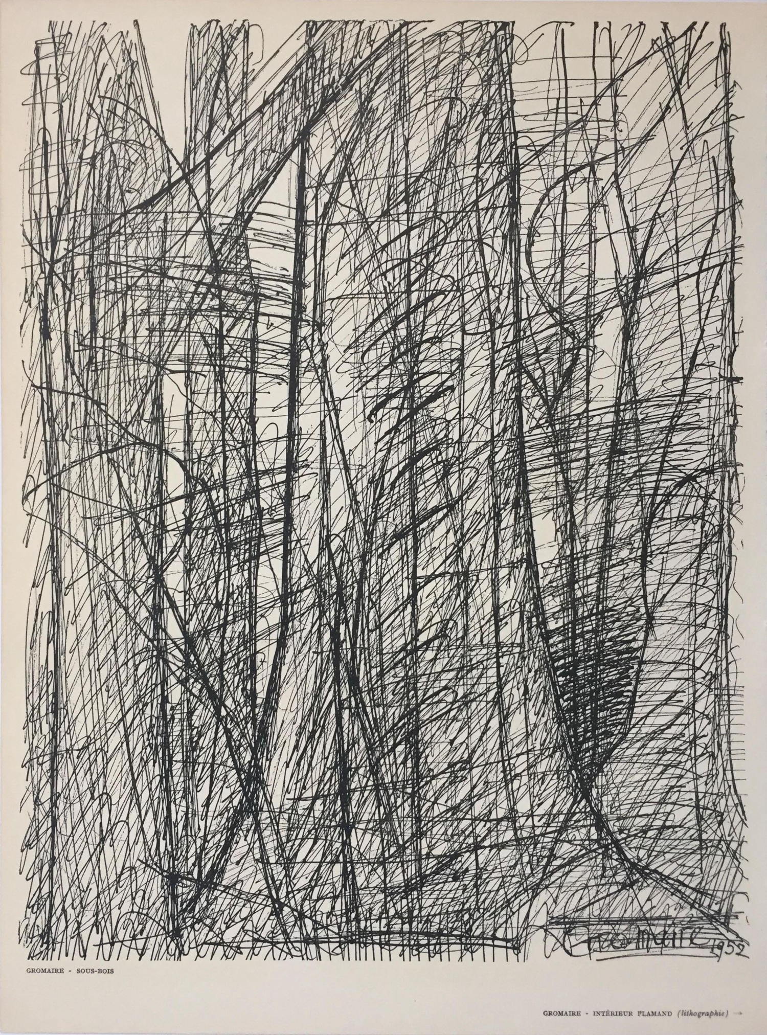 Marcel Gromaire - Sous-Bois: Artist: Marcel Gromaire Title: Sous-Bois Year: 1953 Dimensions: 10in. by 14in. Edition: From the Rare Limited Edition Publisher: Editions de la revue Verve Suite: Verve Vol. VII No. 27/28 Medium: