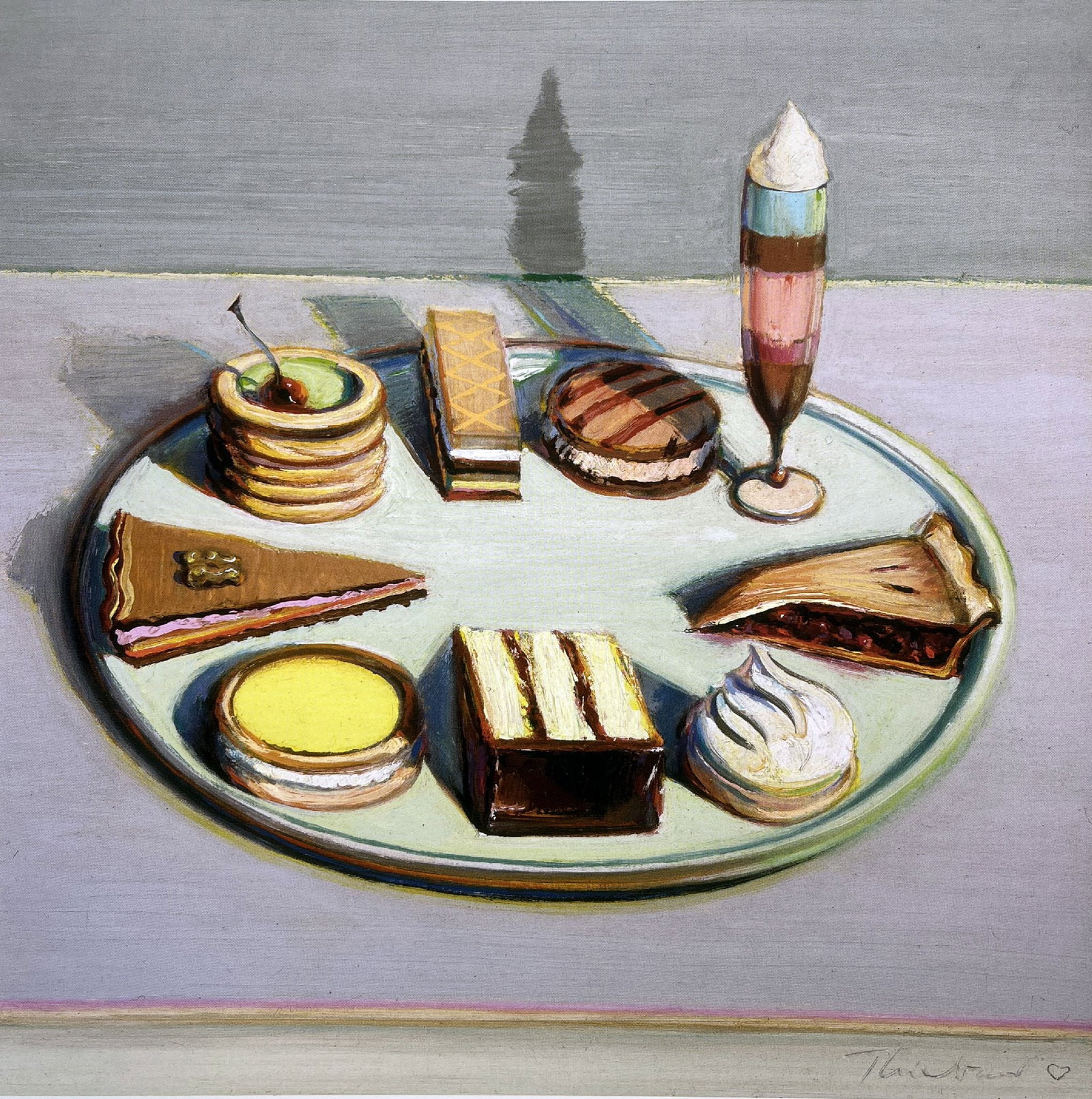 Wayne Thiebaud - Party tray: Artist: Wayne Thiebaud Title: Party tray Year: 2019 Dimensions: 8 1/2 x 9 1/2 in. Edition: Colored Offset Lithograph Medium: Offset Lithograph on gloss text pap