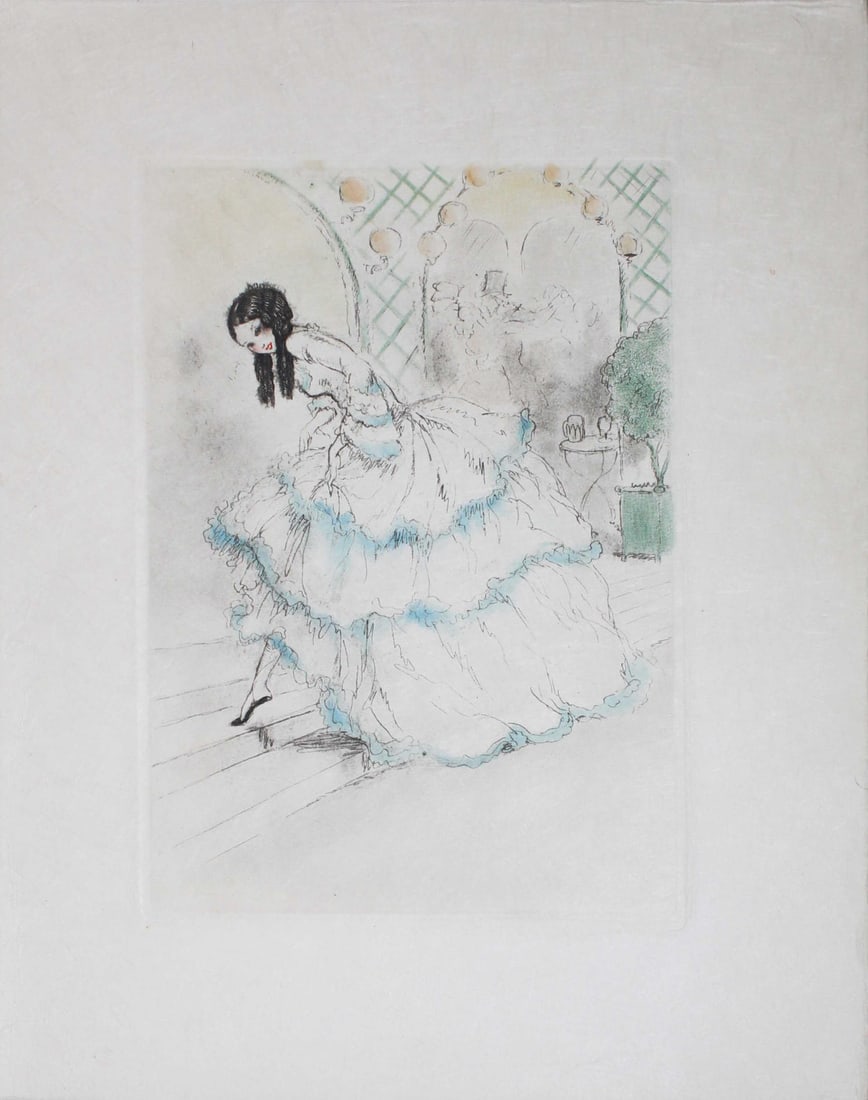 Louis Icart - Stepping Up: Artist: Louis Icart Title: Stepping Up Year: 1938 Dimensions: 11.25in. by 8.75in. Edition: From the rare limited edition of 250 Publisher: Georges Guillot Editeur; Paris Suite: La Dame aux Camelias