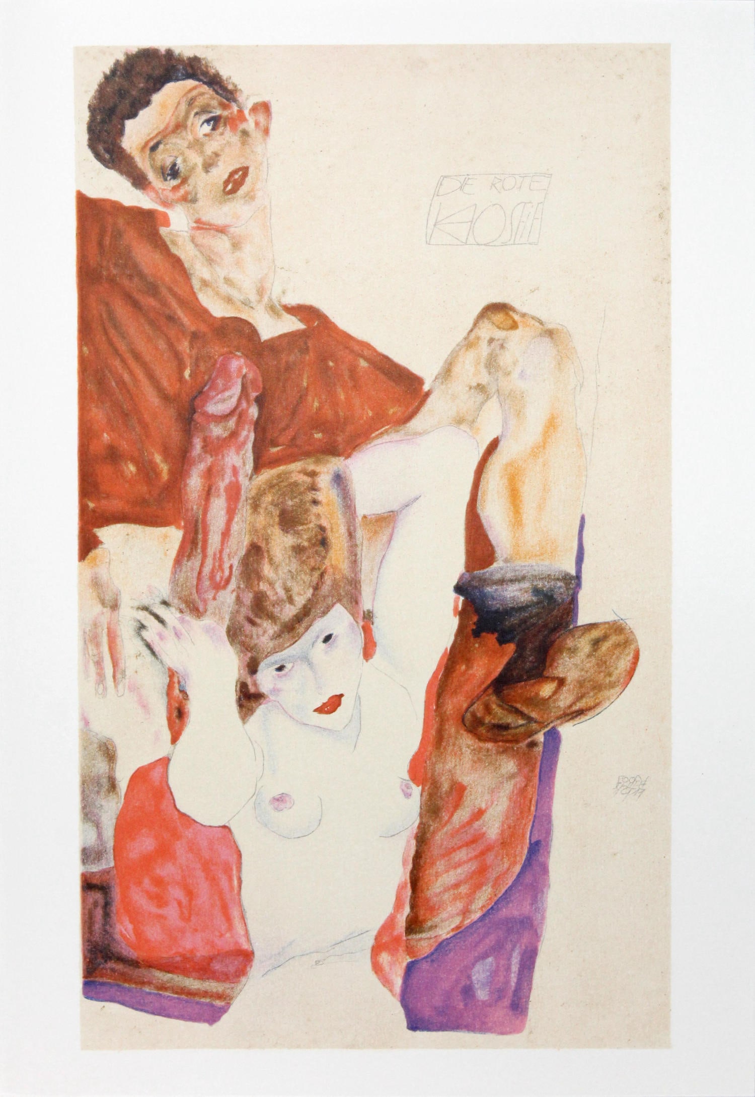 Egon Schiele (After) - The Red Host: Artist: Egon Schiele (After) Title: The Red Host Year: 2007 Dimensions: 12 5/8in. by 19 5/8in. Edition: From the rare limited edition Publisher: Editions Anthese Paris Suite: Schiele Erotica Medium: