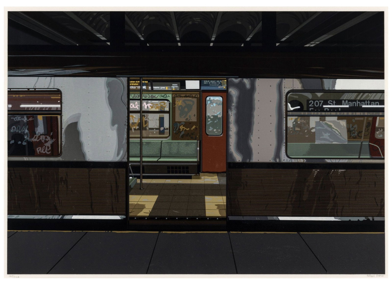 Richard Estes - Subway: Artist: Richard Estes Title: Subway Year: 1981 Dimensions: 19 5/8 x 27 1/2 in. Edition: 147 from the limited edition of 250 Publisher: Parasol Press Ltd., New York Suite: Urban Landscapes III Medium: