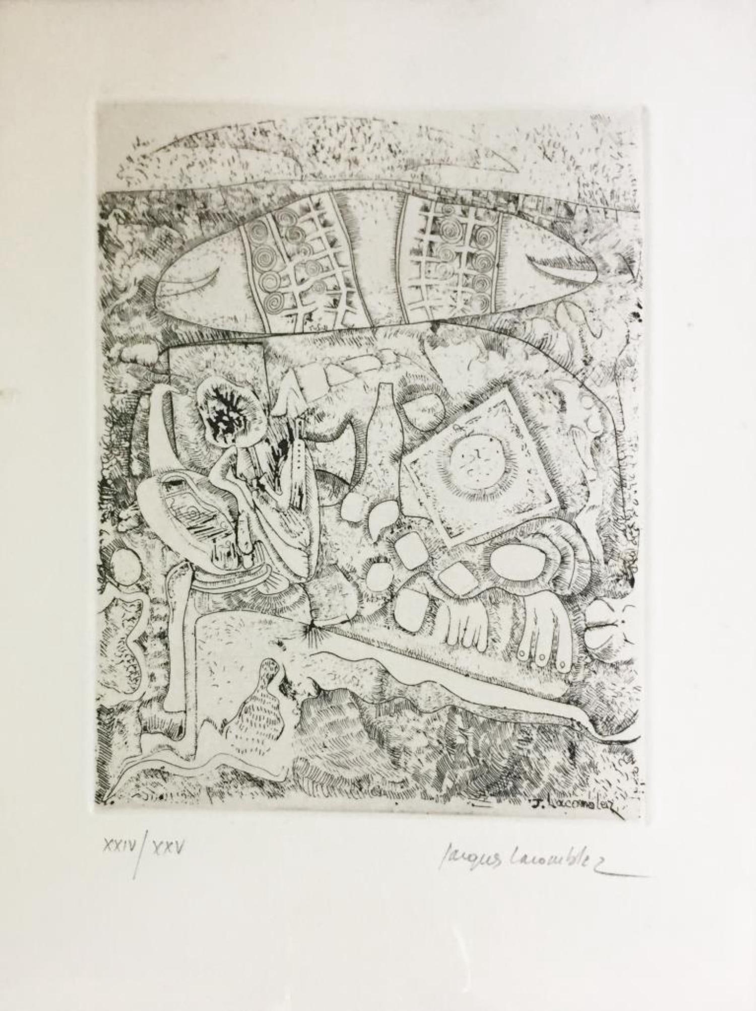 Jaques Lacomblez - Untitled XIII: Artist: Jaques Lacomblez Title: Untitled XIII Year: 1962 Dimensions: 7 1/4in. by 10in. Edition: From the Rare Limited Edition of XXV Publisher: Galleria Schwarz Milano Suite: The International
