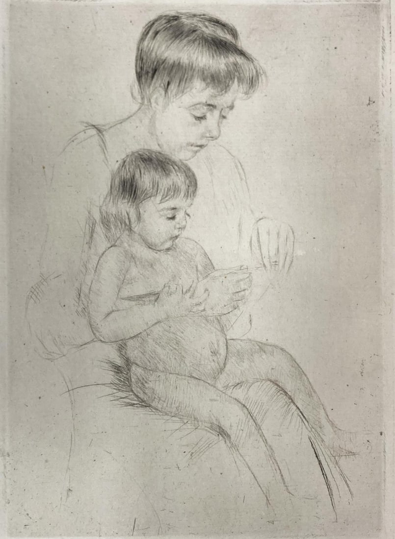 Mary Cassatt - The Manicure: Artist: Mary Cassatt Title: The Manicure Year: 1905 Dimensions: 10.4in. by 7.2in. Edition: From the rare limited edition Medium: Original drypoint etching on paper Condition: Excellent Comes with