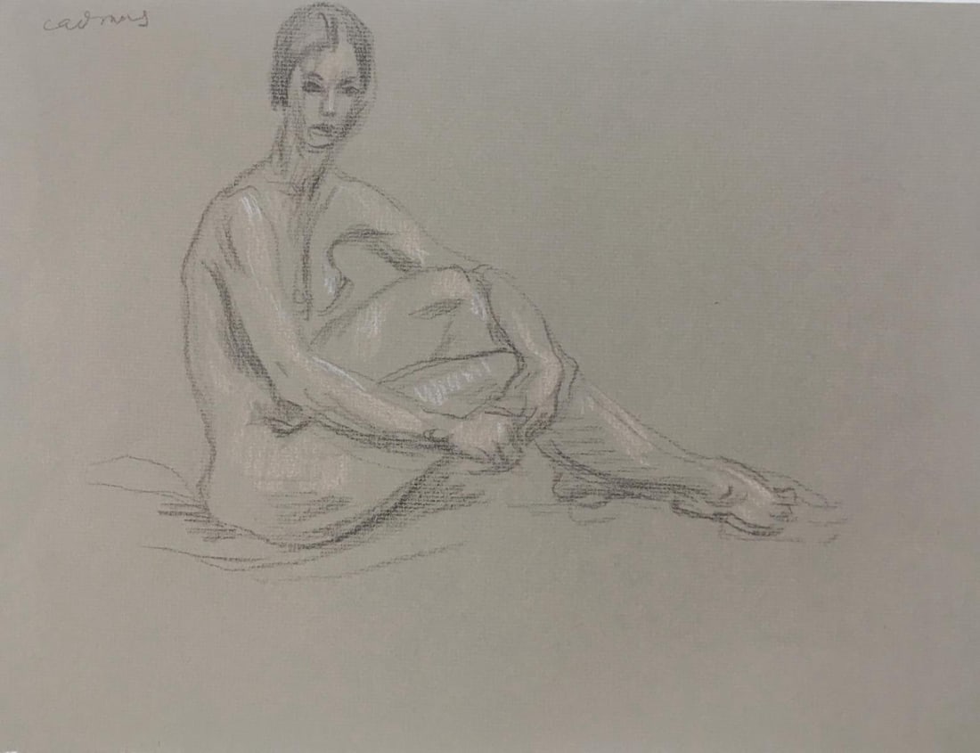 Paul Cadmus - Seated Female Nude Original Drawing: Artist: Paul Cadmus Title: Seated Female Nude Original Drawing Dimensions: 9 1/2in. by 12 1/2in. Edition: Unique one-of-a-kind Medium: Crayon on Paper Condition: Excellent Signature Details: Signed