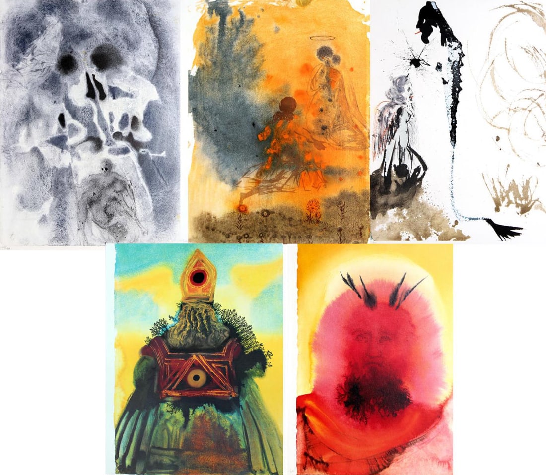 Salvador Dali - Set of 5 Lithographs from "Biblia: Artist: Salvador Dali Title: Set of 5 Lithographs from "Biblia Sacra" Year: 1969 Dimensions: 19in. by 13.75in. Edition: From the rare limited edition of 1499 Publisher: Rizzoli Editions Milan Suite: