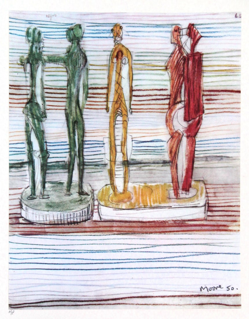 Henri Moore (After) - Tavola 30: Artist: Henri Moore (After) Title: Tavola 30 Dimensions: 19 1/8in. by 12 1/4in. Edition: From the rare limited Artist Proof edition Suite: 40 Disegni Di Maestri Moderni