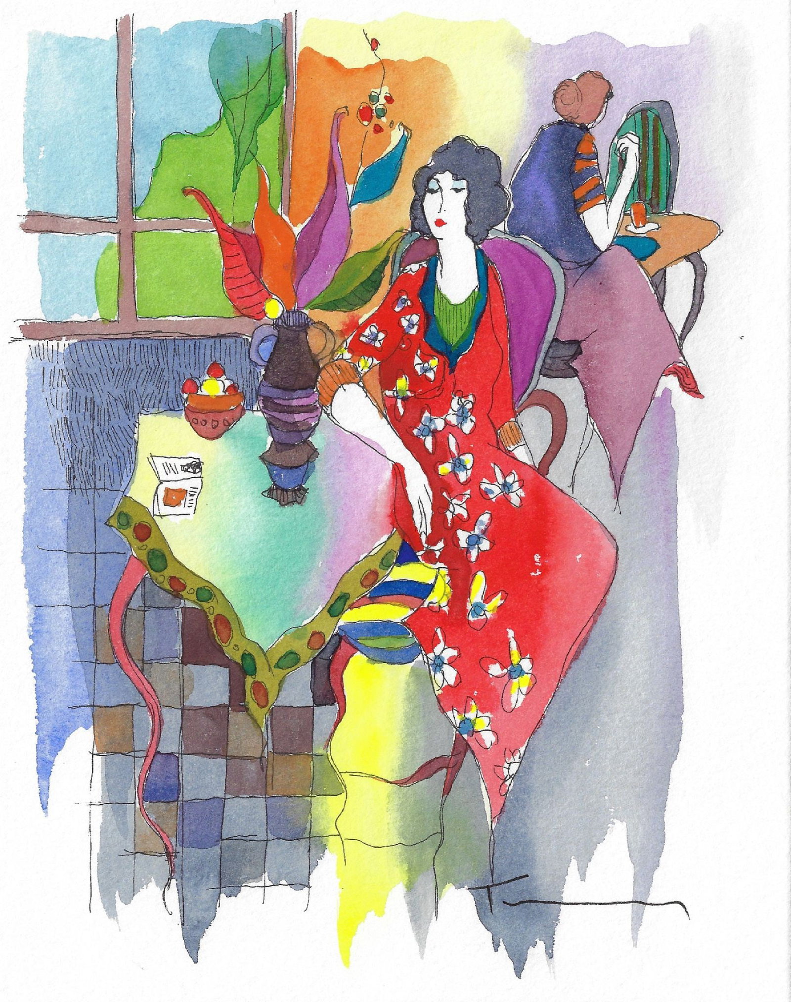 Itzchak Tarkay - Untitled: Artist: Itzchak Tarkay Title: Untitled Dimensions: 7 1/2 x 5 1/2 in. Edition: Original work of art Medium: Mixed media with watercolor on wove paper Condition: Excellent Signature Details: Signed in