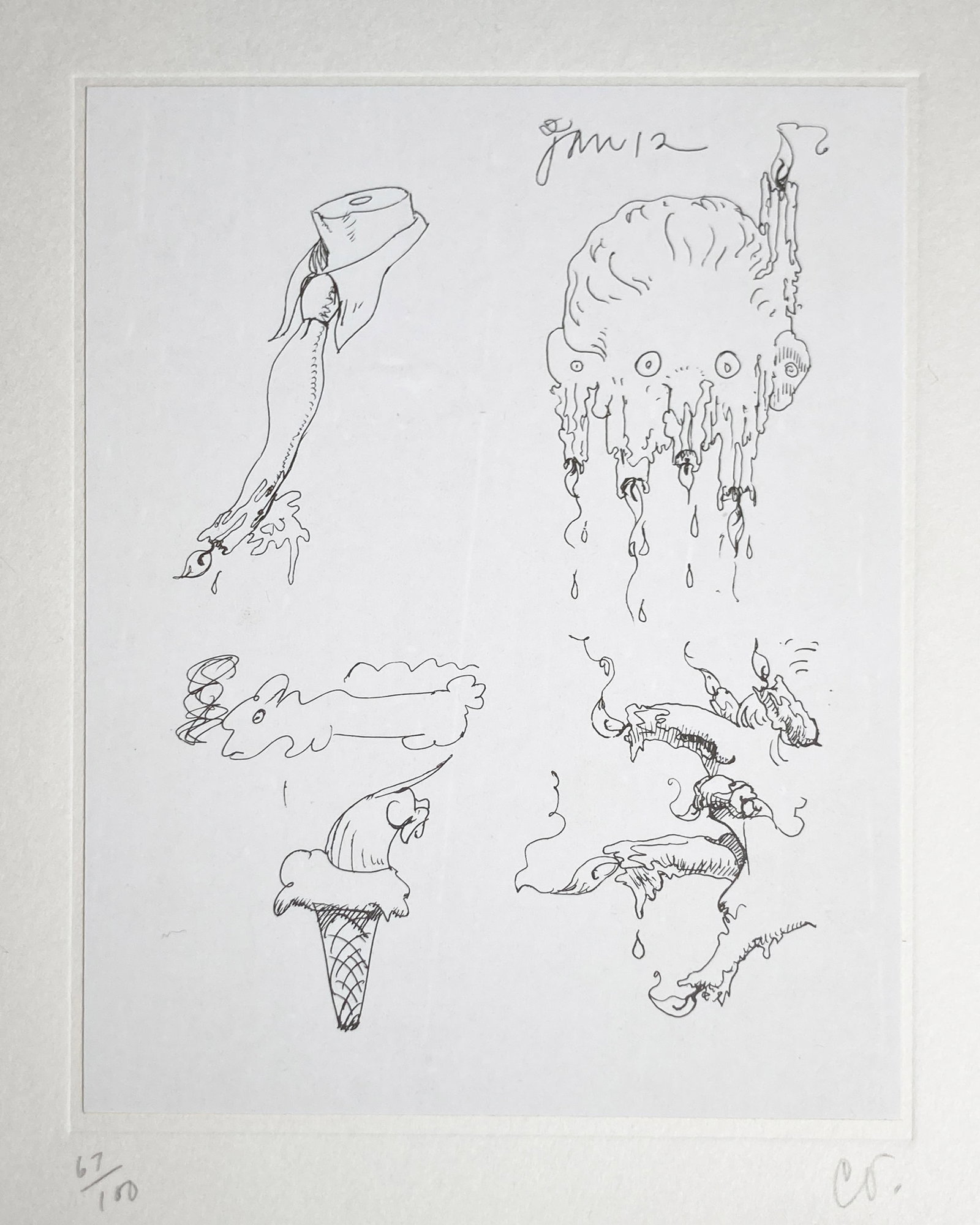 Claes Oldenburg - Notes in Hand 11: Artist: Claes Oldenburg Title: Notes in Hand 11 Year: 1972 Dimensions: 8in. by 10in. Edition: From the rare limited edition of 100 Publisher: Professional Prints Suite: Notes in Hand Medium:
