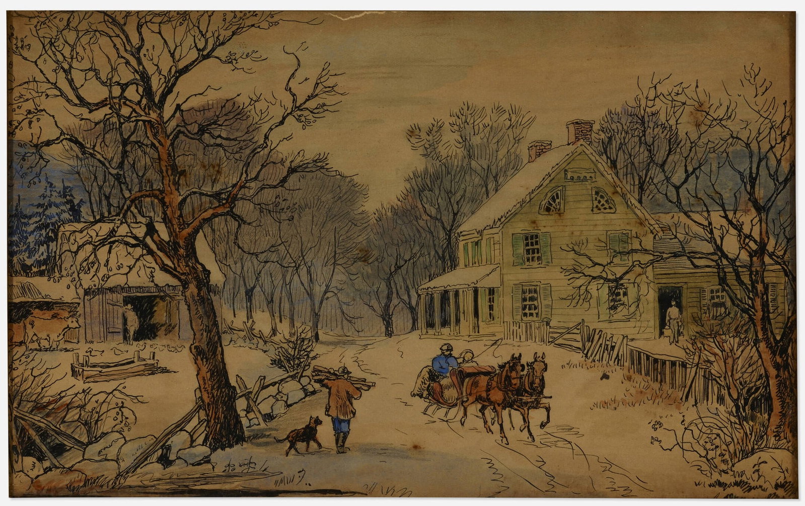 Edward Penfield - Homestead with Horse Drawn Sleigh (1 of 1)