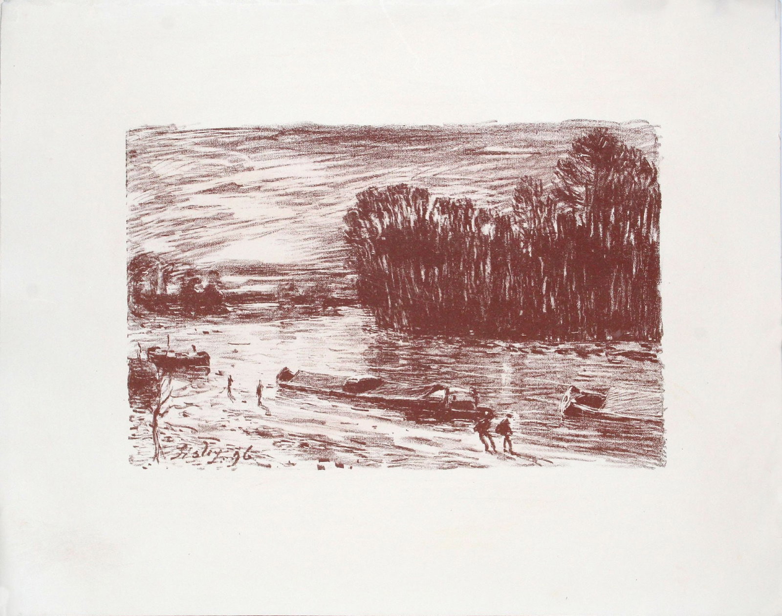 Alfred Sisley - Le Loing Pres Saint-Mammes: Artist: Alfred Sisley Title: Le Loing Pres Saint-Mammes Year: 1896 Dimensions: 12 1/2 x 9 3/4 in. Edition: From the rare limited edition Publisher: Riger Miles