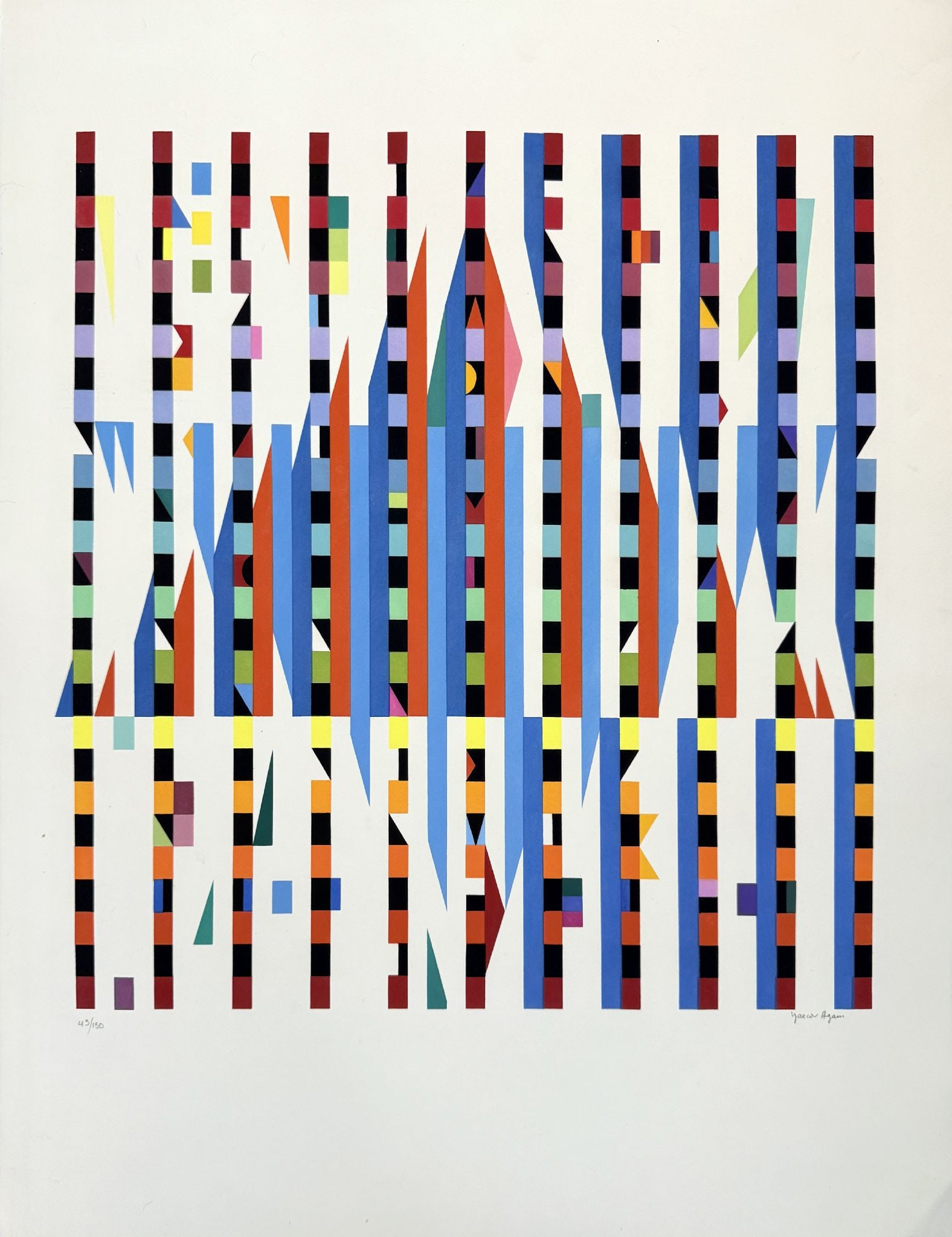 Yaacov Agam - Love Star of David: Artist: Yaacov Agam Title: Love Star of David Year: 1983 Dimensions: 29 x 22 1/4 in. Edition: Numbered 43 From the rare, limited, edition of 150 Medium: Original serigraph on paper Condition: