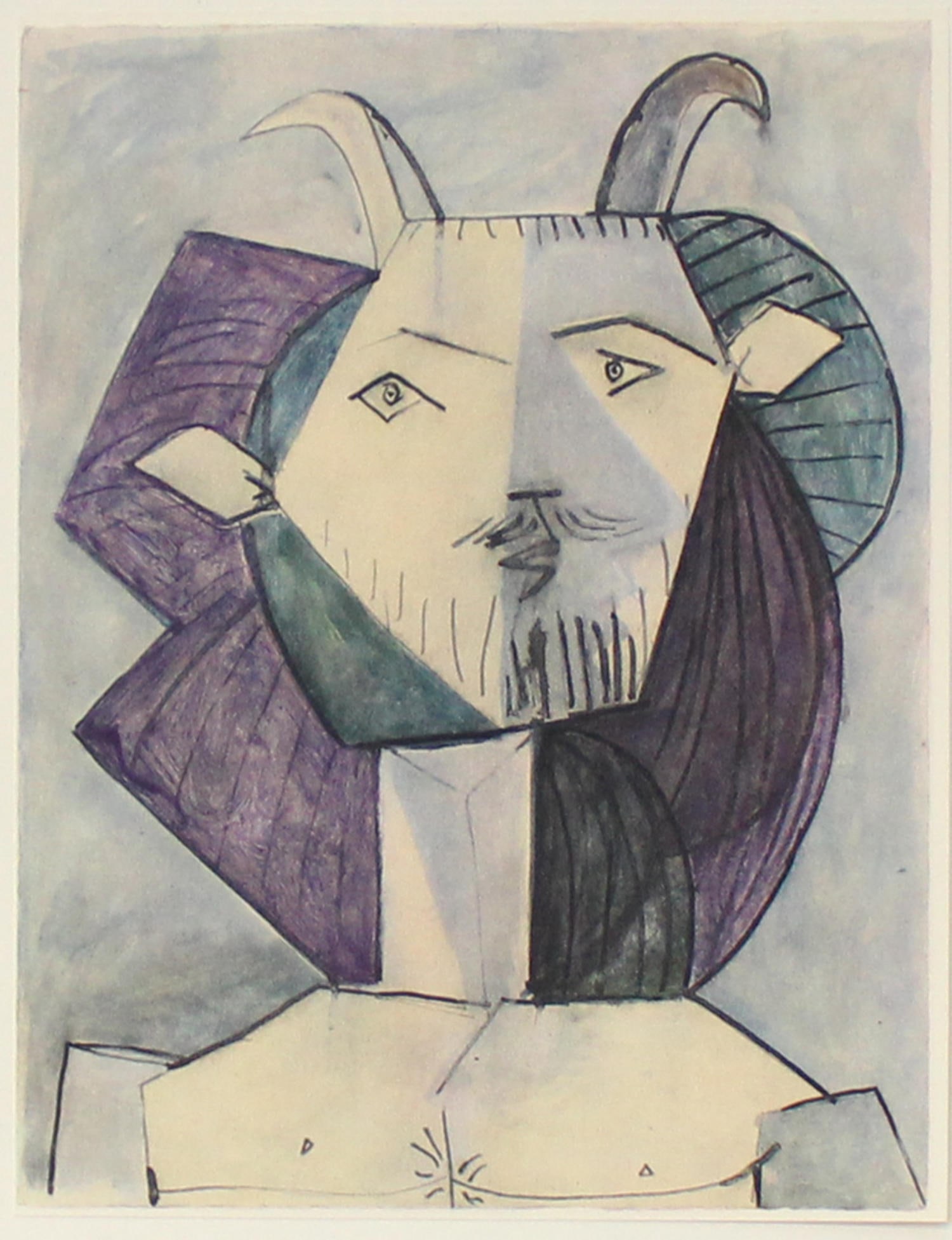 Pablo Picasso - Untitled (Faun II): Artist: Pablo Picasso Title: Untitled (Faun II) Year: 1948 Dimensions: 5 3/4in. by 7 1/2in. Edition: From the Rare Limited Edition Publisher: Verve Paris Suite: Couleur de Picasso Medium: Lithograph