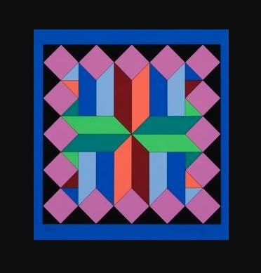 Victor Vasarely - Untitled Screenprint: Artist: Victor Vasarely Title: Untitled Screenprint Dimensions: 18 x 19 in. Edition: Numbered 158 from the limited edition of 200 Suite: Medium: Original Serigraph on paper with Black Mat Condition: