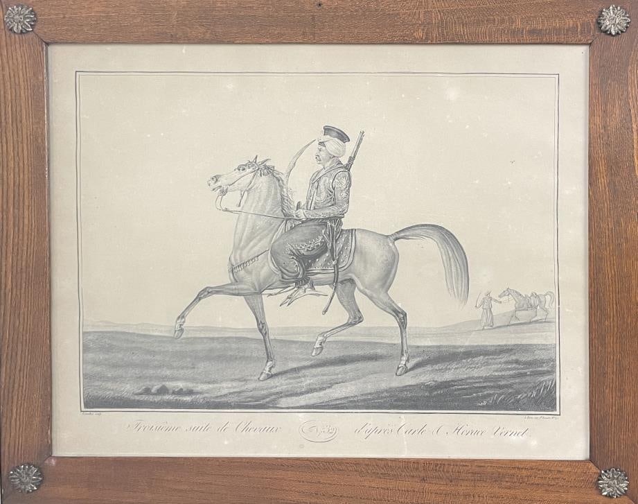 Horace Vernet - Troisieme Suite de Chevaux No 32: Artist: Horace Vernet Title: Troisieme Suite de Chevaux No 32 Year: 1820 Dimensions: 15 1/2in. by 18 1/2in. Edition: From the rare limited edition Publisher: Paris Rue St. Lazare Medium: Original