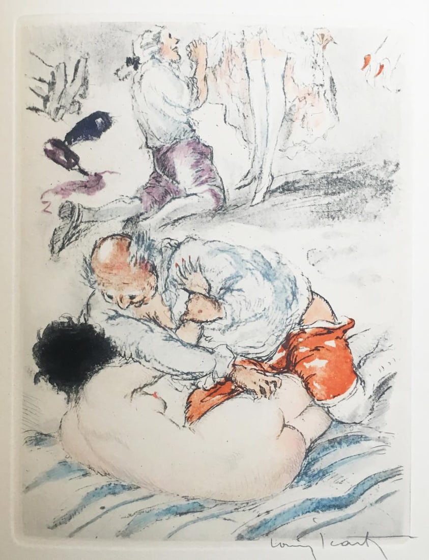 Louis Icart - Orgy Prelude: Artist: Louis Icart Title: Orgy Prelude Year: 1947 Dimensions: 11in. by 8.5in. Edition: From the rare limited edition of 500 Publisher: Georges Guillot Editeur: Paris Suite: Felecia ou Mes Fredaines
