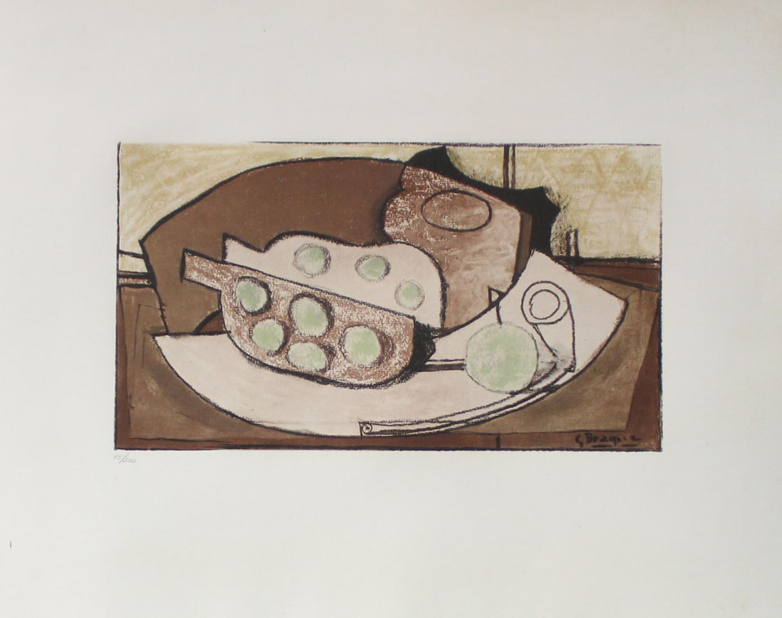 Georges Braque - Grenades et Pipe: Artist: Georges Braque Title: Grenades et Pipe Year: 1957 Dimensions: 15 3/4in. by 19 1/4in. Edition: From the Rare Limited Edition of 300 Publisher: Au Vent d'