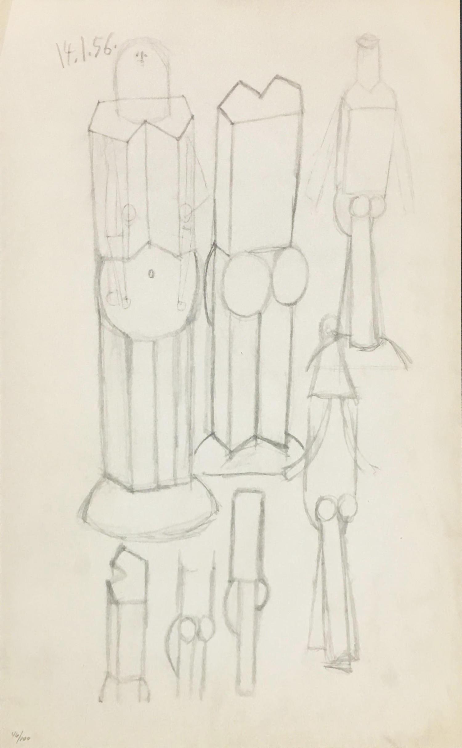 Pablo Picasso (After) - Untitled 14.1.56: Artist: Pablo Picasso (After) Title: Untitled 14.1.56 Year: 1959 Dimensions: 18 1/2in. by 12 1/2in. Edition: From the limited edition of 100 Publisher: Editions Cercle d'Art Paris Suite: Carnet de la