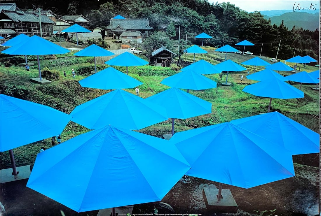 Christo - The Umbrellas Japan: Artist: Christo Title: The Umbrellas Japan Year: 1991 Dimensions: 24in. by 36in. Edition: From the Rare Limited Edition Publisher: Nouvelles Images Medium: Offset Lithograph Condition: As Seen
