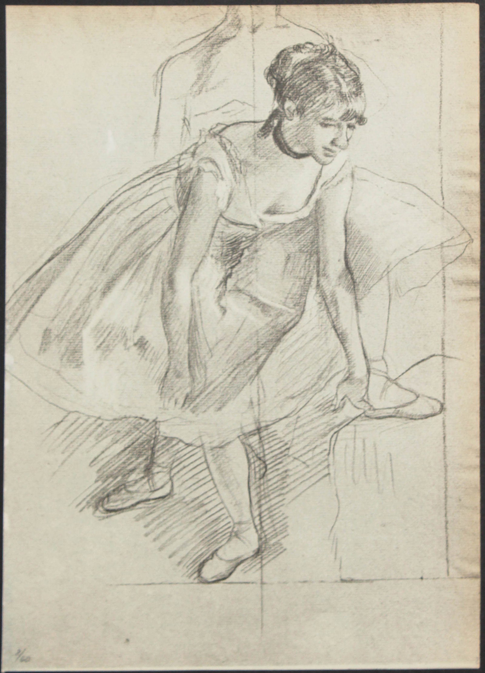 Edgar Degas (After) - Danseuse Rajustant son Brodequin.: Artist: Edgar Degas (After) Title: Danseuse Rajustant son Brodequin. Year: 1919 Dimensions: 7.5in. by 10in. Edition: From the limited deluxe edition of 60 Publisher: Imprimerie J. Langlois in