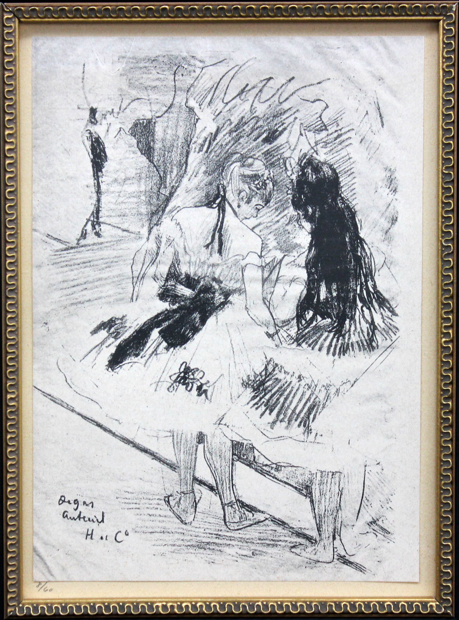 Edgar Degas (After) - Dans Les Coulisses: Artist: Edgar Degas (After) Title: Dans Les Coulisses Year: 1919 Dimensions: 9 x 6 1/2 in. Edition: From the rare deluxe edition of 60 Medium: Original offset lithograph Condition: Excellent