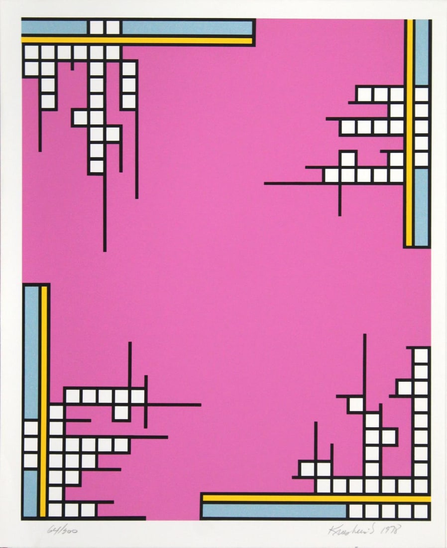 Nicholas Krushenick - Over the Top: Artist: Nicholas Krushenick Title: Over the Top Year: 1978 Dimensions: 34in. by 26in. Edition: From the rare limited edition of 100 Medium: Original serigraph on paper Condition: Excellent Signature