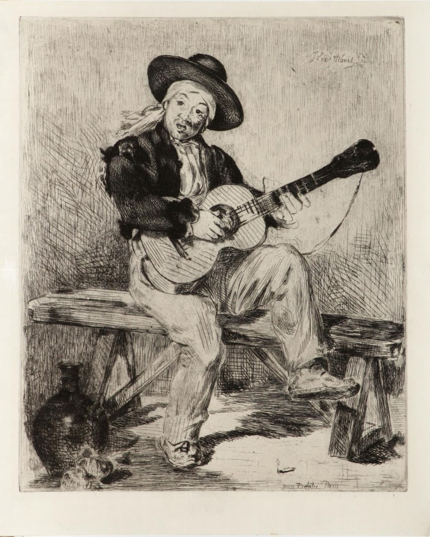 Edouard Manet - Le Chanteur Espagnol (Le Guitarero) The: Artist: Edouard Manet Title: Le Chanteur Espagnol (Le Guitarero) The Spanish Signer/Guitar-Player Year: 1861 Dimensions: 10 3/4in. by 13in. Edition: From the rare limited edit