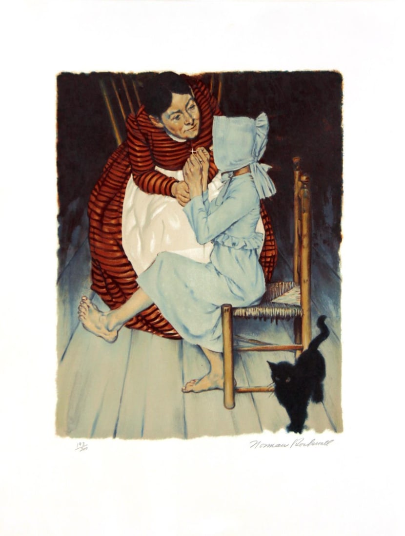Norman Rockwell - My Hands Shook: Artist: Norman Rockwell Title: My Hands Shook Year: 1972 Dimensions: 26in. by 20in. Edition: from the limited edition of 200 Publisher: Circle Fine Arts Suite: Huckleberry Finn Medium: Original