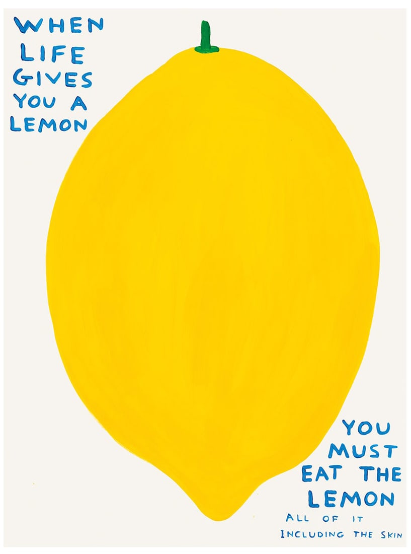 David Shrigley - When Life Gives You a Lemon: Artist: David Shrigley Title: When Life Gives You a Lemon Year: 2021 Dimensions: 23 5/8 x 31 1/2 in. Edition: From the Rare Limited Edition Publisher: Shrig Sho