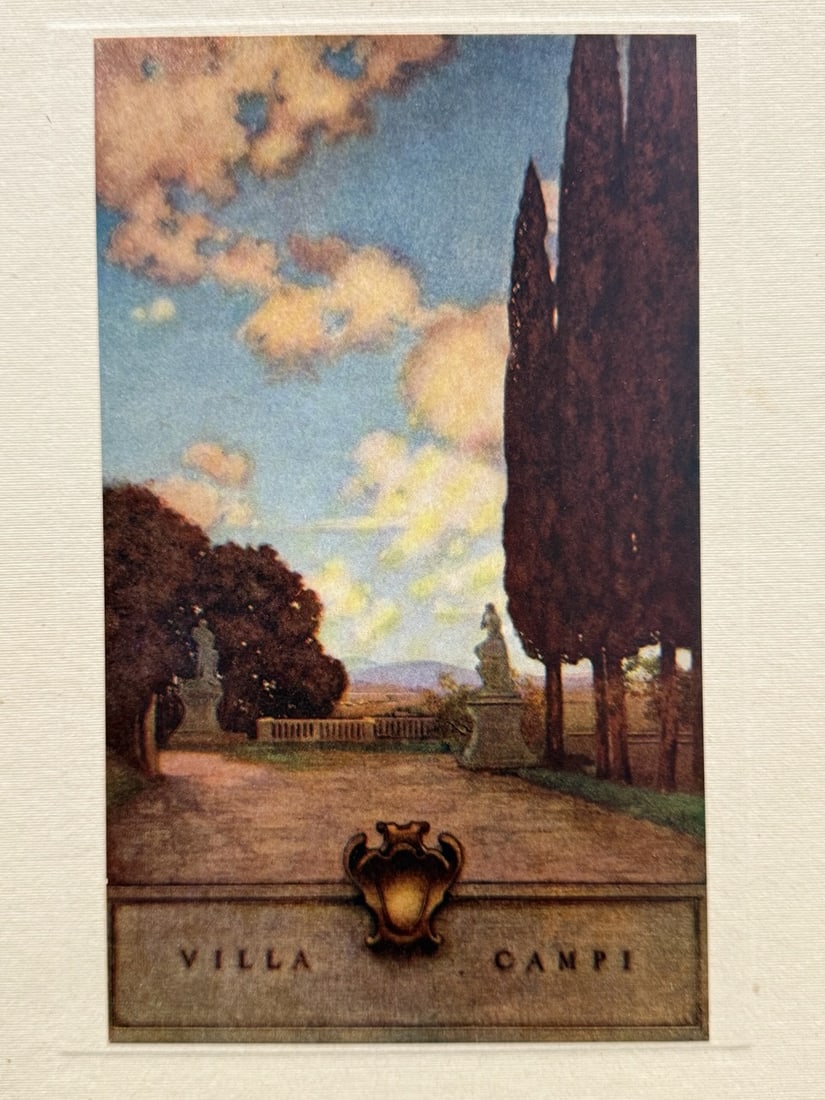 Maxfield Parrish - Villa Campi, Near Florence: Artist: Maxfield Parrish Title: Villa Campi, Near Florence Year: 1915 Dimensions: 11 x 14 in. Edition: From a Limited edition Publisher: J. H. Jansen Cleveland Ohio Suite: A Collection of Colour