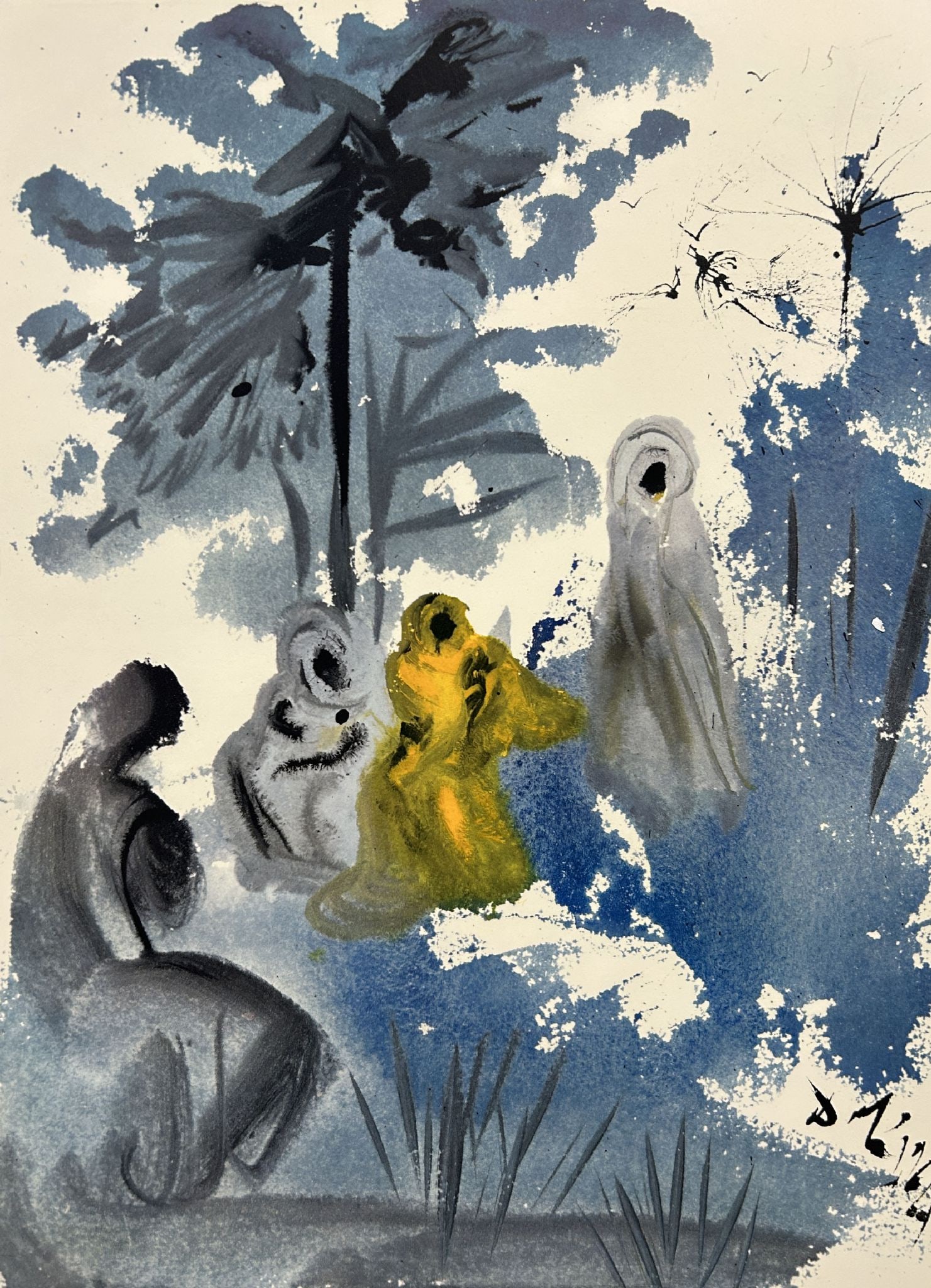 Salvador Dali - The Family of Ruth, The Moabite (from Biblia Sacra): Artist: Salvador Dali Title: The Family of Ruth, The Moabite (from Biblia Sacra) Year: 1969 Dimensions: 19 x 13 3/4 in. Edition: from the rare Limited Edition of 1499 Publisher: Rizzoli Editions,