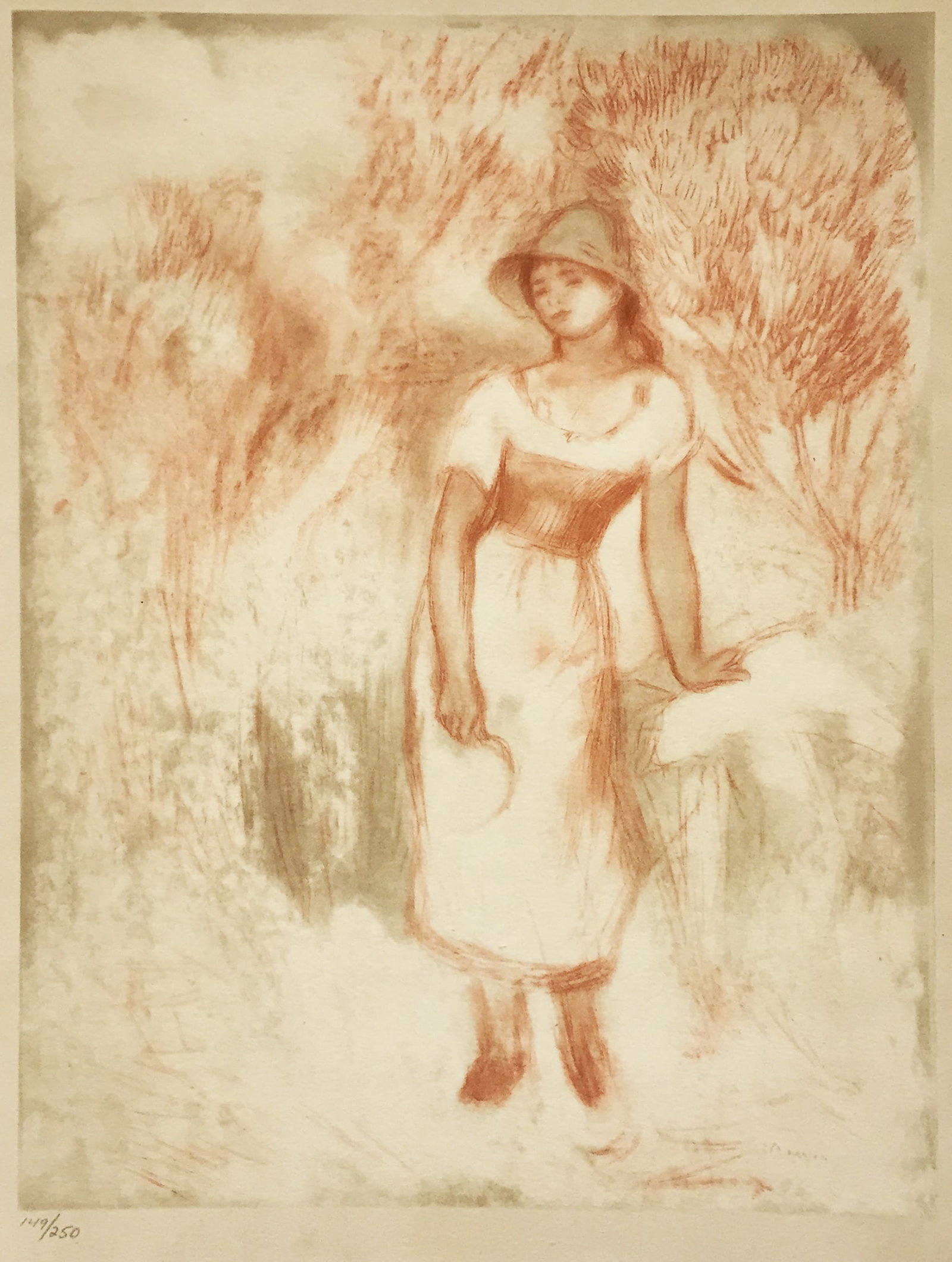 Pierre-Auguste Renoir - La Moissonneuse: Artist: Pierre-Auguste Renoir Title: La Moissonneuse Year: 1948 Dimensions: 6 1/2 x 10 1/2 in. Edition: 55 from the edition of 250 reserved for Shoman Art Company of Long Island, New York Publisher: