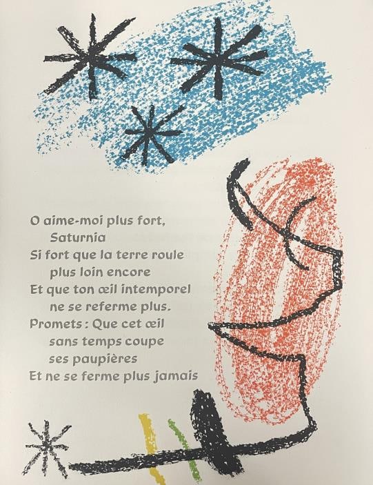Joan Miro - Plate 6: Artist: Joan Miro Title: Plate 6 Year: 1967 Dimensions: 13in. by 10in. Edition: Numbered from the rare limited edition of 175 Publisher: Mourlot Paris Suite: Bouquet de reves pour Neila Medium: