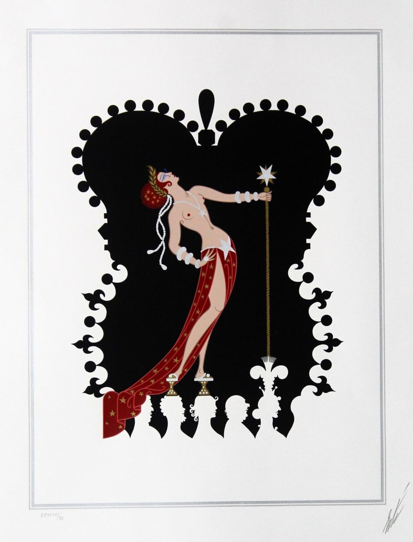 Erte - Pride: Artist: Erte Title: Pride Year: 1983 Dimensions: 26.25in. by 20.75in. Edition: From the limited edition of XC Publisher: Tristar Suite: The Seven Dealy Sins Medium: Original serigraph on paper