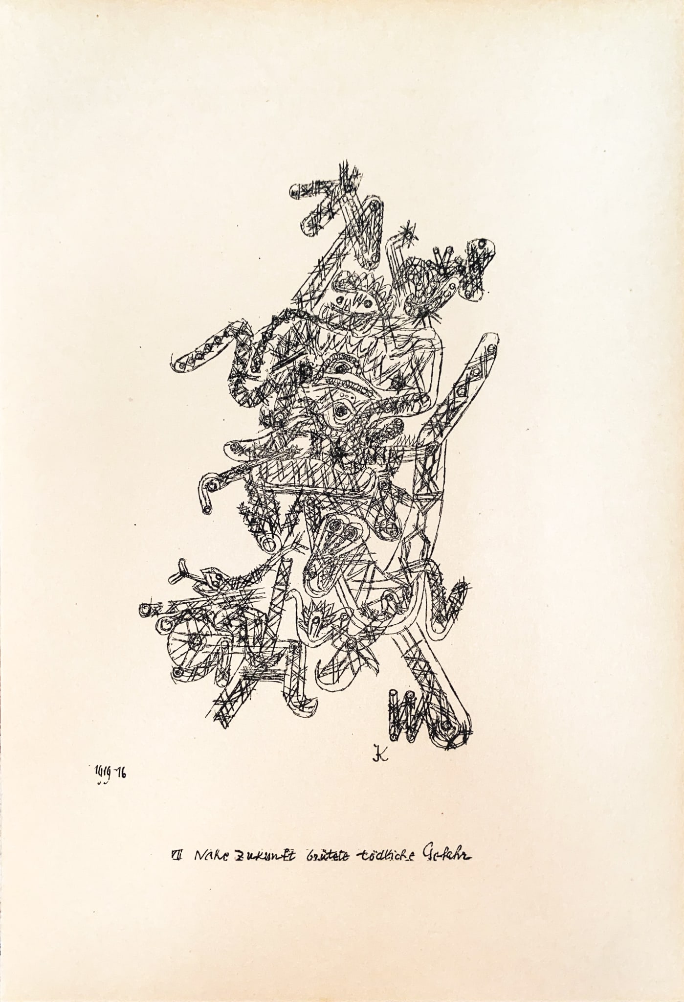 Paul Klee - Untitled VI: Artist: Paul Klee Title: Untitled VI Year: 1919 Dimensions: 5.25in. by 7.5in. Edition: From the rare limited edition of 200 Publisher: New York Graphic Society New York Suite: Potsdamer PLatz by Curt