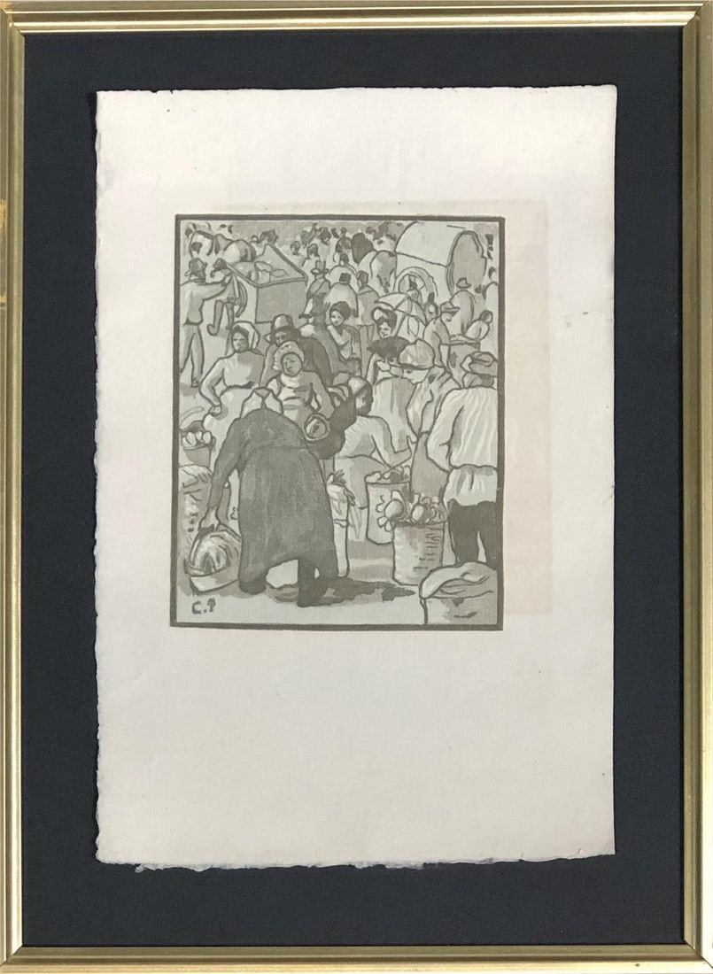 Lucien Pissarro - Merchants: Artist: Lucien Pissarro Title: Merchants Dimensions: 5 7/8in. by 8 1/5in. Edition: From the limited edition Medium: Original Etching on paper Signature Details: Signed in the plate Notes: Museumly