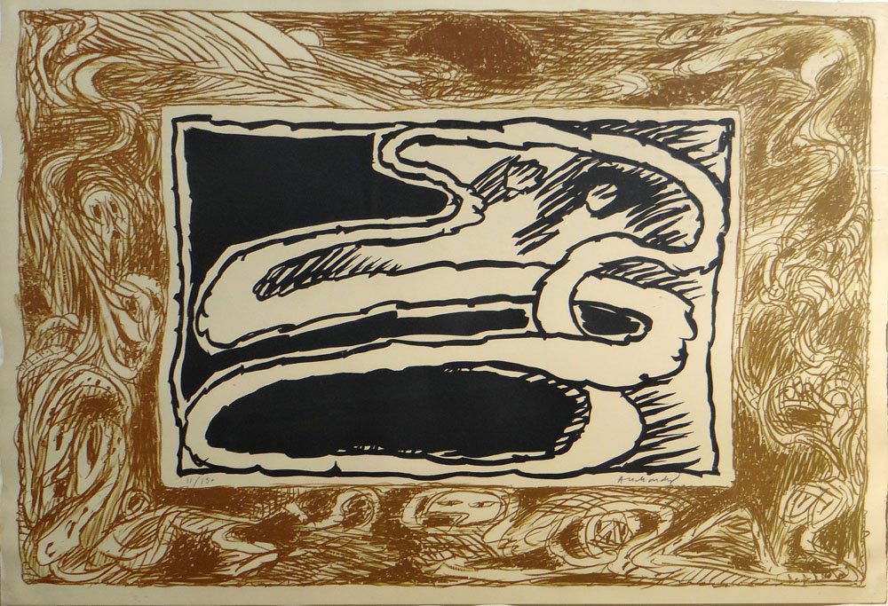 Pierre Alechinsky "Chemin de Monde": Artist: Pierre Alechinsky Title: Chemin de Monde Medium: Original lithograph in colors Year: 1977 Size: 23 1/2" x 35" Edition: From the limited edition of 150