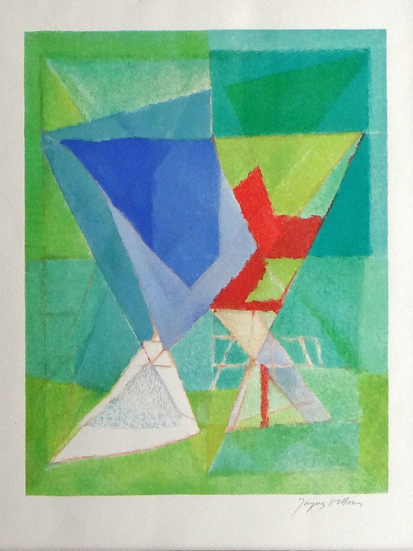 Jacques Villon "Untitled": Artist: Jacques Villon Title: Untitled Medium: Original lithograph in colors Year: c. 1964 Size: 29" x 26" Edition: From the limited edition COA provi