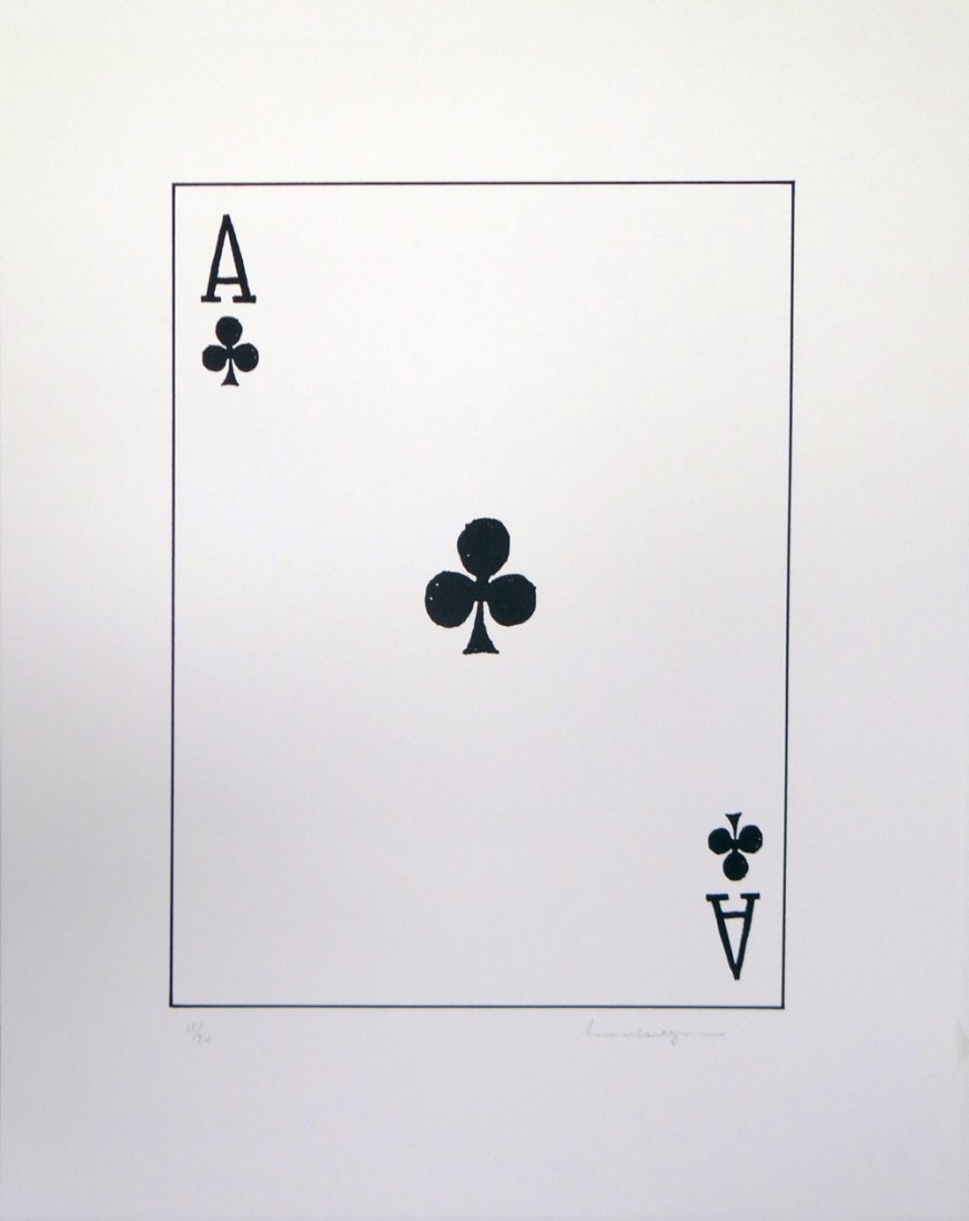 William Wegman "Ace of Clubs": Artist: William Wegman Title: Ace of Clubs Suite: Royal Flush: Clubs Medium: Original lithograph in black Size: 25 1/2" x 20" Edition: From the limited edition of 40