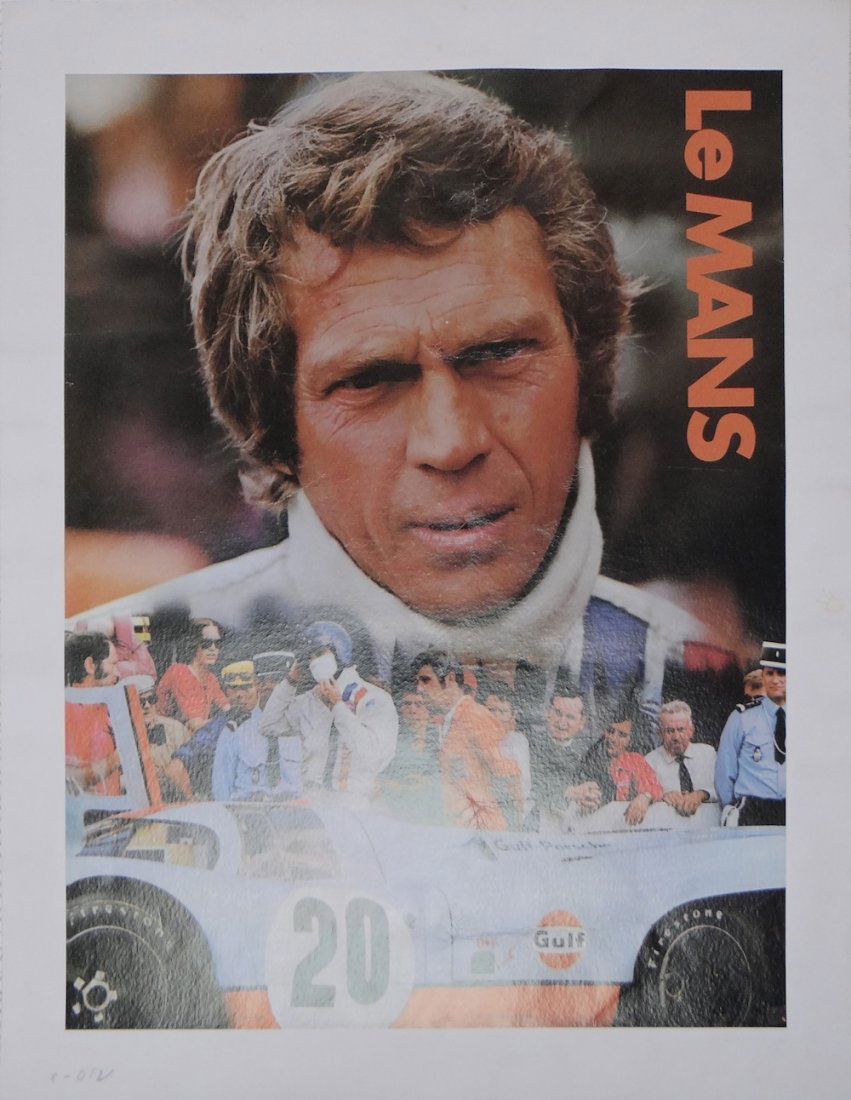 Steve McQueen Le Mans Poster: Artist: Unknown Title: Steve McQueen: Le Mans Medium: Original vintage lithographic poster Size: 25 1/2" x 20" Notation: Advertisement for the Steve McQueen movie